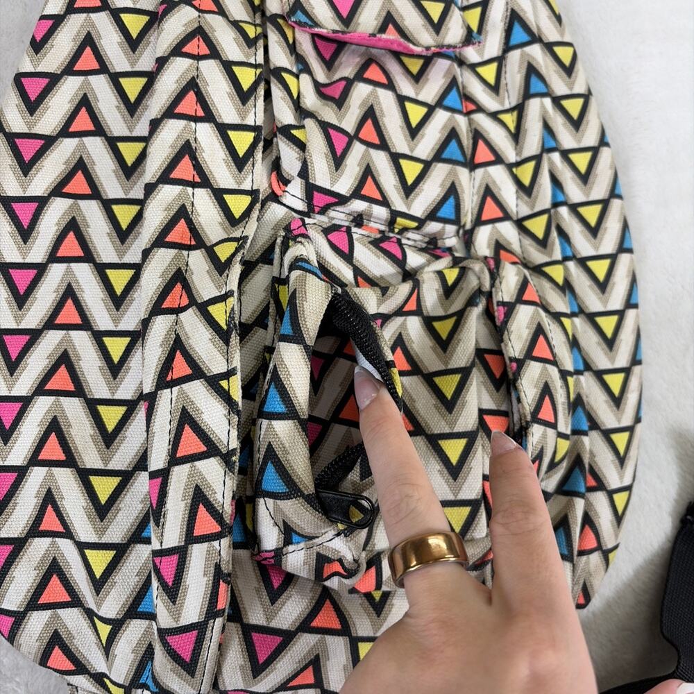 KAVU Rope Sling Bag Backpack Multicolor Geometric Triangle Outdoor Hiking Travel - Picture 2 of 12